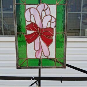 Stained glass Candy cane garden stake